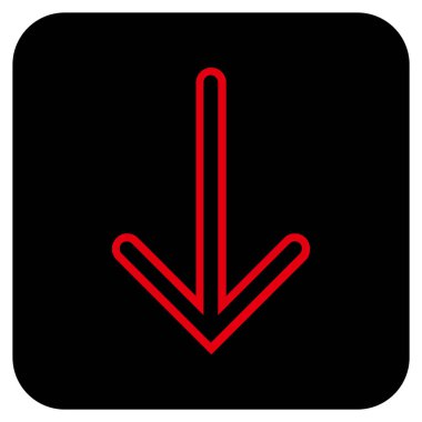 Düz aşağı ok vektör simgesi kare