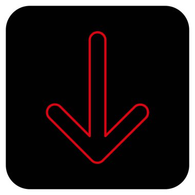 Düz aşağı ok vektör simgesi kare