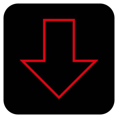 Düz aşağı ok vektör simgesi kare