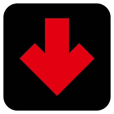 Düz aşağı ok vektör simgesi kare