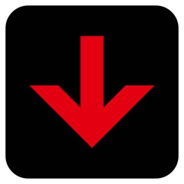 Düz aşağı ok vektör simgesi kare