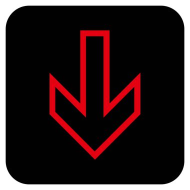 Düz aşağı ok vektör simgesi kare