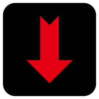 Düz aşağı ok vektör simgesi kare