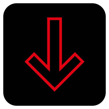 Düz aşağı ok vektör simgesi kare