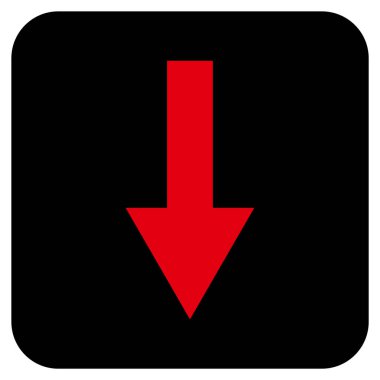 Düz aşağı ok vektör simgesi kare