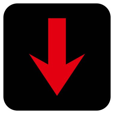 Düz aşağı ok vektör simgesi kare