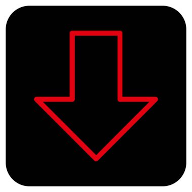 Düz aşağı ok vektör simgesi kare