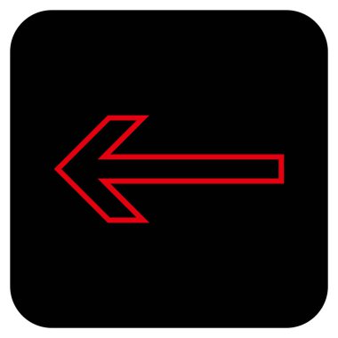 Düz sol ok vektör simgesi kare