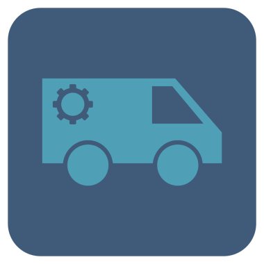 Hizmet araba düz kare vektör simgesi