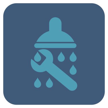 Duş sıhhi tesisat düz kare vektör simgesi