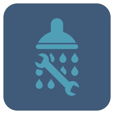 Duş sıhhi tesisat düz kare vektör simgesi