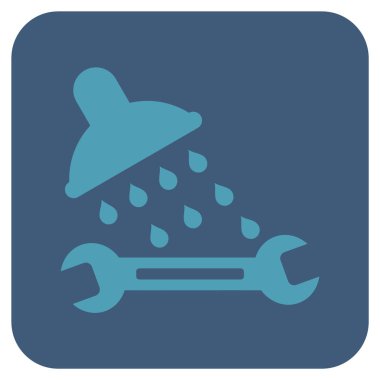 Duş sıhhi tesisat düz kare vektör simgesi