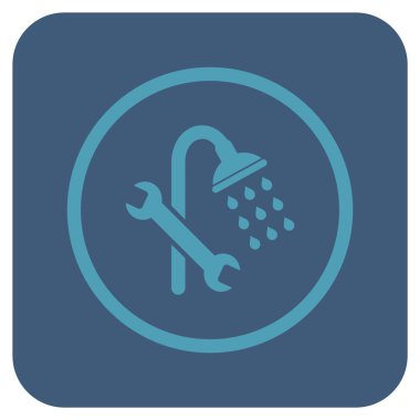 Duş sıhhi tesisat düz kare vektör simgesi