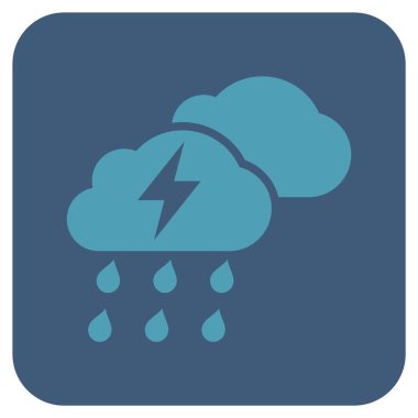 Fırtına bulutları düz kare vektör simgesi