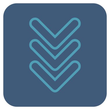 İşaretçi aşağı düz kare vektör simge üçlü