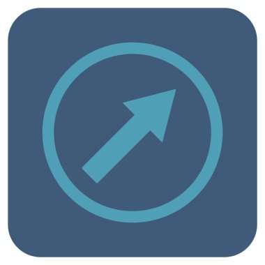 Yukarı sağ yuvarlak ok düz kare vektör simgesi