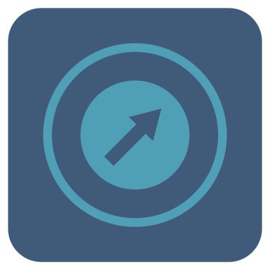 Yukarı sağ yuvarlak ok düz kare vektör simgesi