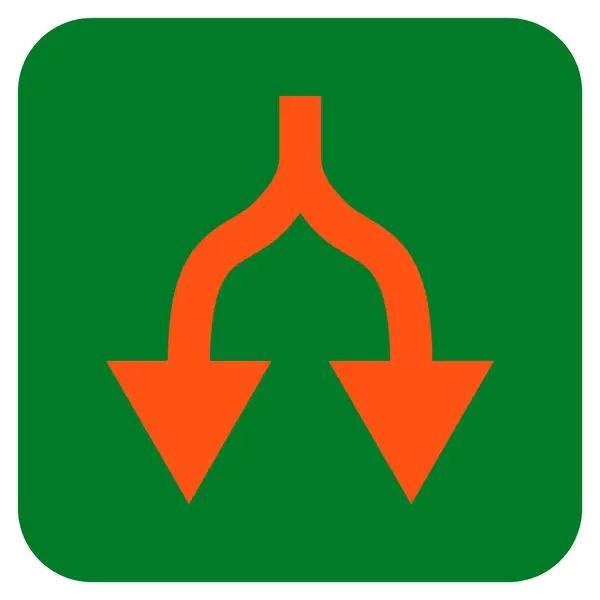 Dividir las flechas hacia abajo plana cuadrada Vector icono — Vector de stock