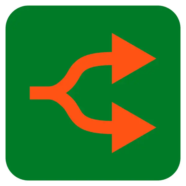 Setas divididas direito plana vetor quadrado ícone —  Vetores de Stock