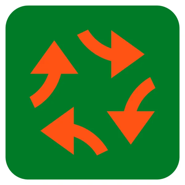 Wirbelnde Pfeile flache quadratische Vektorsymbol — Stockvektor