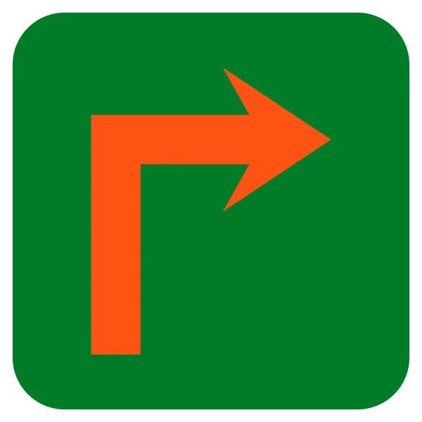 Turn Right Flat Squared Vector Icon — Stock Vector