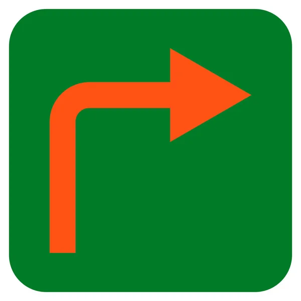 Turn Right Flat Squared Vector Icon — Stock Vector