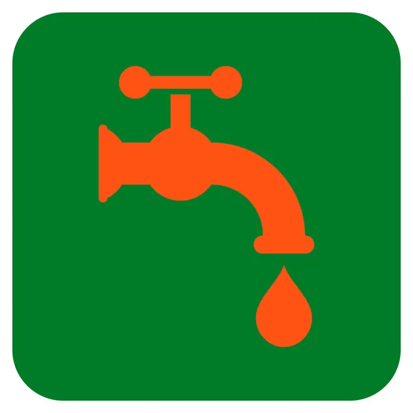 Icona vettoriale quadrata piatta del rubinetto dell'acqua — Vettoriale Stock