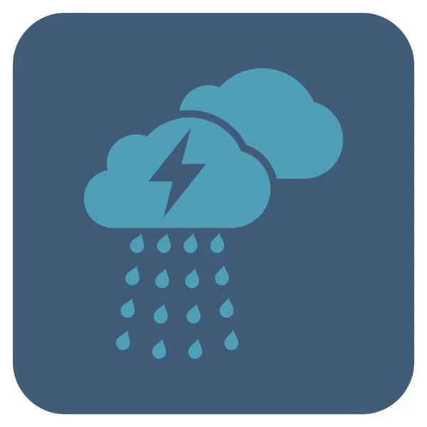 Thunderstorm Clouds Flat Squared Vector Icon
