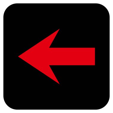 Düz sol ok vektör simgesi kare