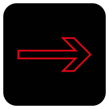 Ok sağ düz vektör simgesi kare