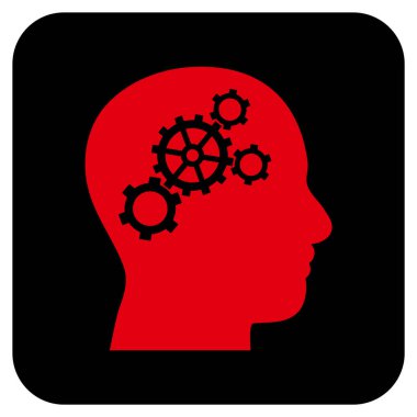 Beyin vites düz kare vektör simgesi