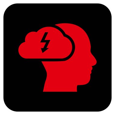 Beyin fırtınası düz kare vektör simgesi
