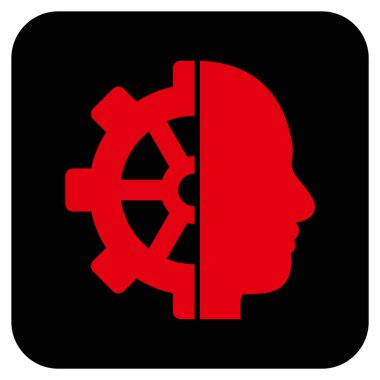 Cyborg vites düz kare vektör simgesi