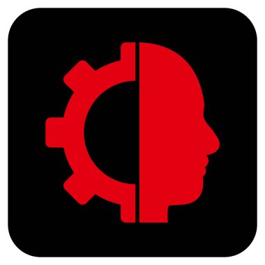 Cyborg vites düz kare vektör simgesi