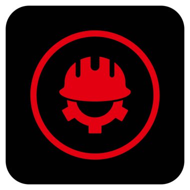 Geliştirme kask düz kare vektör simgesi