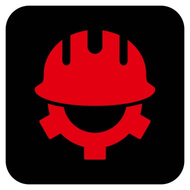 Geliştirme kask düz kare vektör simgesi