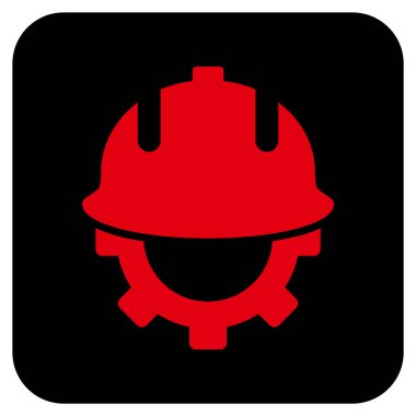 Geliştirme kask düz kare vektör simgesi