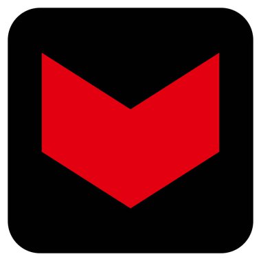 Düz aşağı yön vektör simgesi kare