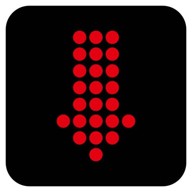 Noktalı ok aşağı düz kare vektör simgesi