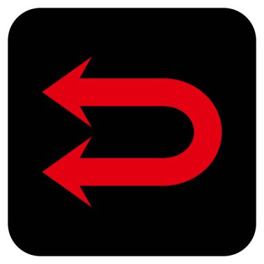 Sola çift ok düz kare vektör simgesi