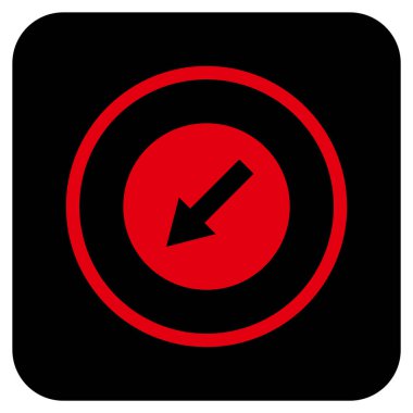 Yuvarlak aşağı sol ok düz kare vektör simgesi