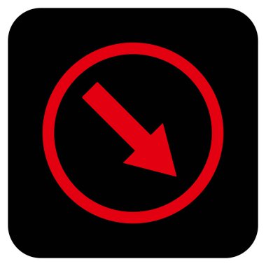 Aşağı doğru yuvarlak ok düz kare vektör simgesi