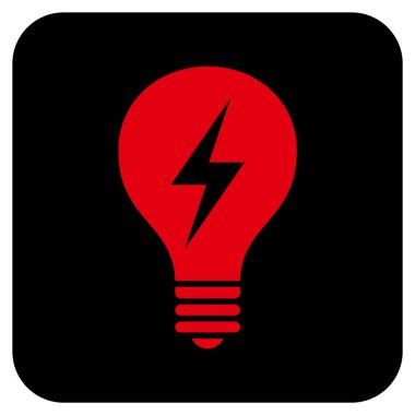 Elektrikli ampul düz kare vektör simgesi