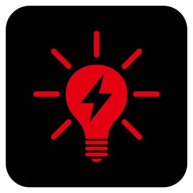 Elektrik ışık ampul düz kare vektör simgesi