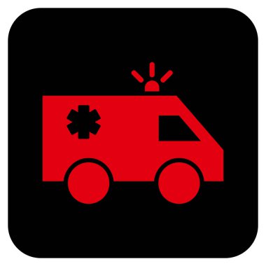 Acil araba düz kare vektör simgesi
