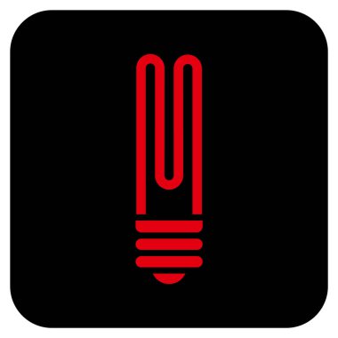 Floresan ampul düz kare vektör simgesi