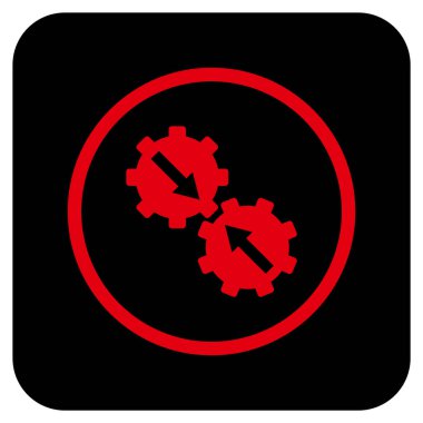 Dişli Tümleştirme düz kare vektör simgesi