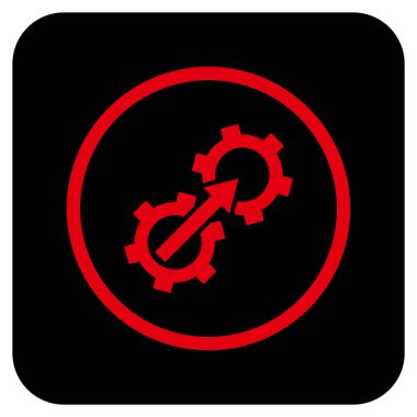 Dişli Tümleştirme düz kare vektör simgesi