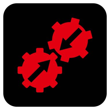 Dişli Tümleştirme düz kare vektör simgesi