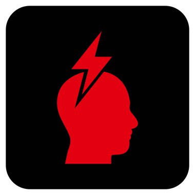 Baş ağrısı düz kare vektör simgesi